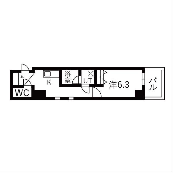 THE MUSE神屋町(1K/9階)の間取り写真