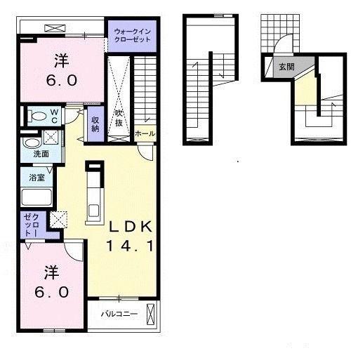 グローブ ケン(2LDK/3階)の間取り写真