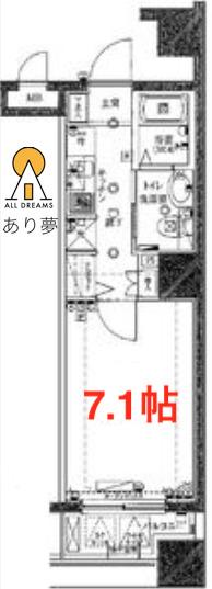 RISING PLACE桜木町二番館(1K/7階)の間取り写真