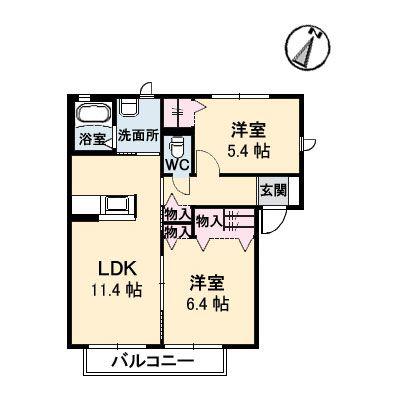 シャーメゾン・南(2LDK/2階)の間取り写真
