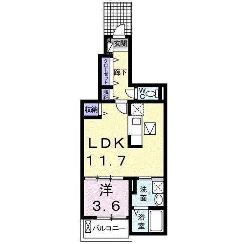 カンパネッラ コンソナーレ(1LDK/1階)の間取り写真