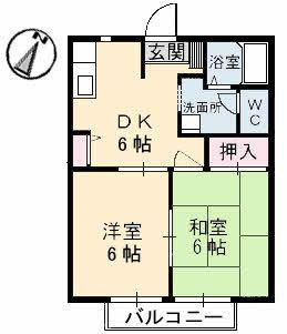フロイデハイツ(2DK/2階)の間取り写真