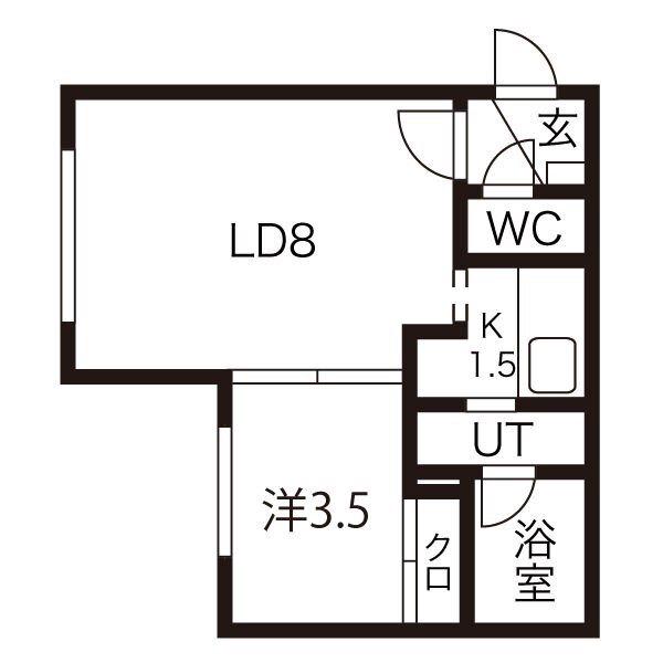アーバンクラスタ元町II(1LDK/4階)の間取り写真