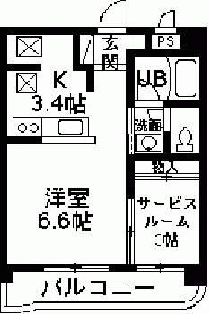 マンションパークハイム(1DK/2階)の間取り写真