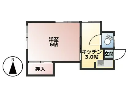 大石荘(1K/2階)の間取り写真