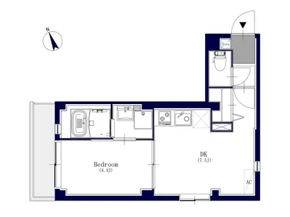 グランクルール桜新町(1DK/3階)の間取り写真