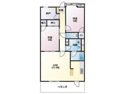 ヴァンクレールTWO(2LDK/3階)の間取り写真