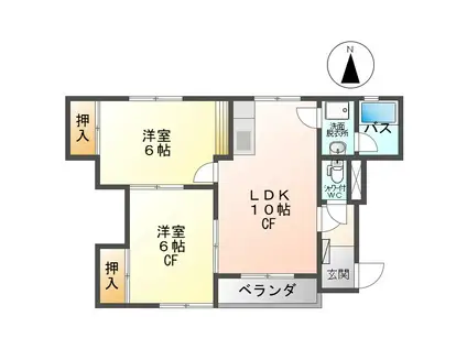 材木町スクエア(2LDK/2階)の間取り写真