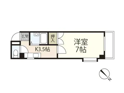 グランディール福本(1K/2階)の間取り写真