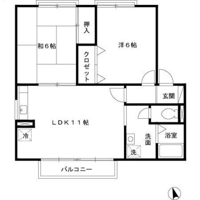 エクセレント山本(2LDK/2階)の間取り写真