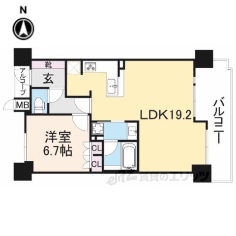 イーグルコート御池アネックス(1LDK/2階)の間取り写真