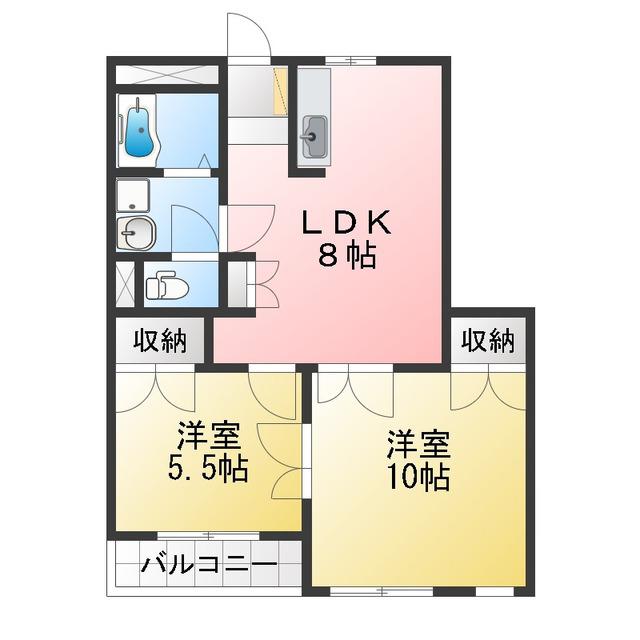 ピアハイム(2LDK/2階)の間取り写真