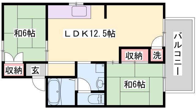 ローゼンハイム(2LDK/2階)の間取り写真