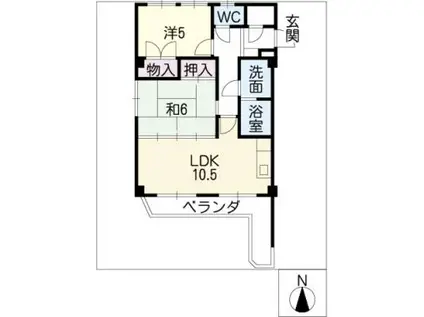 VILLA若葉台(2LDK/3階)の間取り写真
