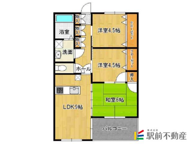 グリーンコーポ北方(3LDK/2階)の間取り写真