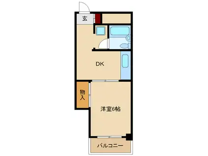 カトレアハイツ(1DK/6階)の間取り写真