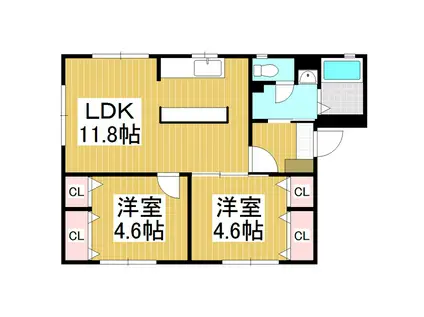 アットホームご殿山(2LDK/1階)の間取り写真