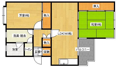 フェリスII(2LDK/3階)の間取り写真