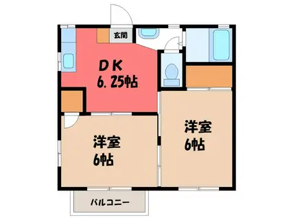 アルモニーB(2DK/1階)の間取り写真