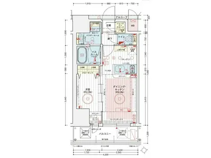 エステムコート大阪福島ルアーナ(1DK/12階)の間取り写真