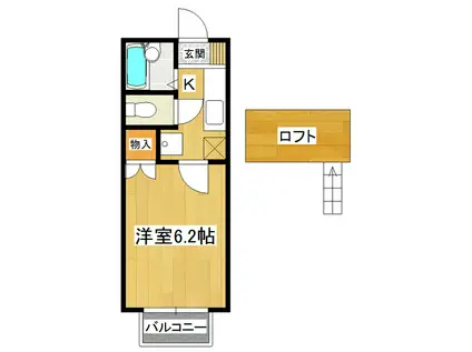 サンステージA棟(1K/2階)の間取り写真