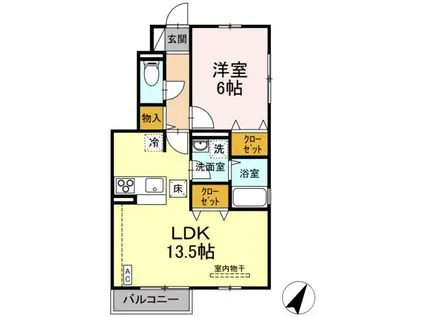 リバークレスト II(1LDK/1階)の間取り写真