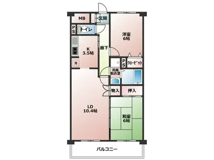 ぷらすぴあ・さいとうII(2LDK/5階)の間取り写真