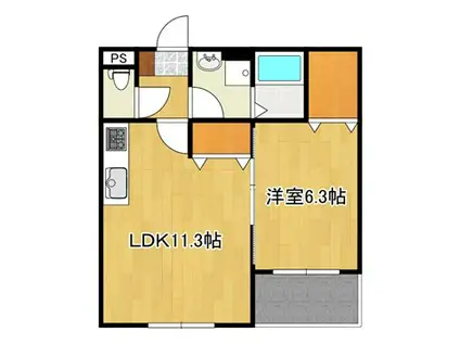 メゾン大里(1LDK/1階)の間取り写真