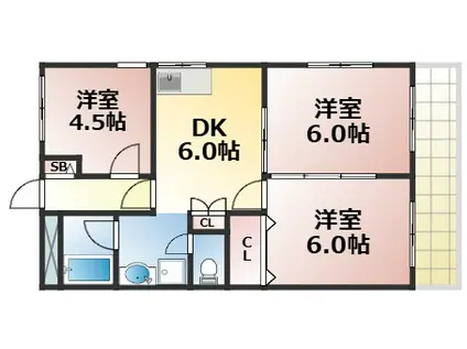 ファースト巽南(3DK/2階)の間取り写真