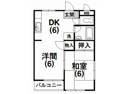 ハイツ魚妻パートI(1LDK/2階)の間取り写真
