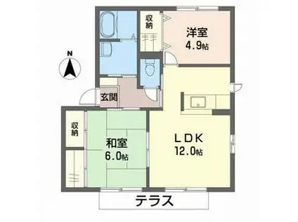 メゾン プランドールA(2LDK/1階)の間取り写真