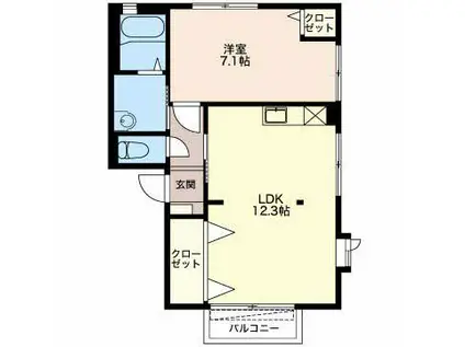 アベニュー加茂(1LDK/1階)の間取り写真