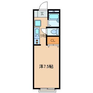FOREST愛甲石田(1K/2階)の間取り写真