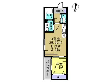ウィル北小金(1LDK/1階)の間取り写真