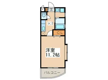 ファインクレスト(1K/2階)の間取り写真