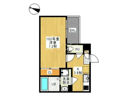 REGALEST 白石東新町(1K/3階)の間取り写真