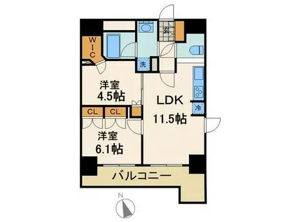 パークアクシス秋葉原イースト(2LDK/11階)の間取り写真