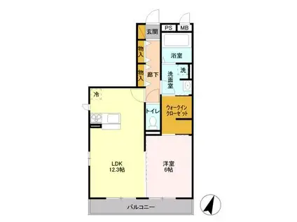 SUN-HEIM(1LDK/3階)の間取り写真