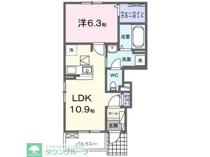 ウィステリアIV(1LDK/1階)の間取り写真