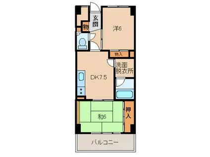 千代グランドマンション(2DK/11階)の間取り写真