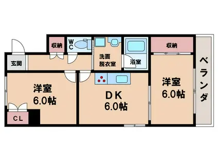 クラウド大峰(2DK/5階)の間取り写真