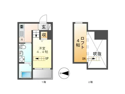 CASADOMANI八熊(1K/2階)の間取り写真