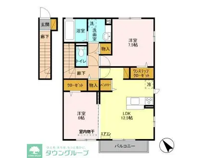 サンシャイン道野辺中央A(2LDK/2階)の間取り写真