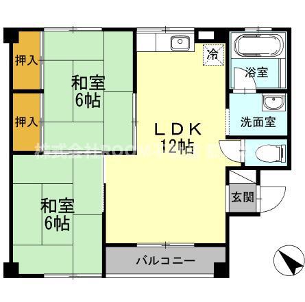 メゾン都原(2LDK/1階)の間取り写真