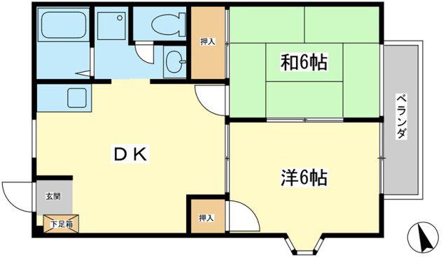 エスポワール三木(2DK/2階)の間取り写真