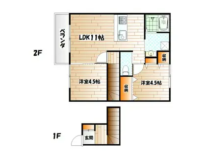 エルメゾン赤坂A棟(2LDK/2階)の間取り写真