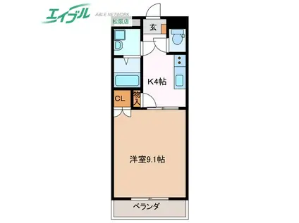 キャッスル123(1K/3階)の間取り写真