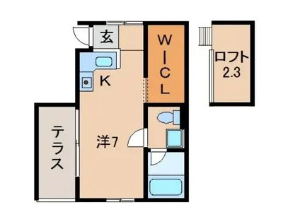 ルフトゼロ(ワンルーム/1階)の間取り写真