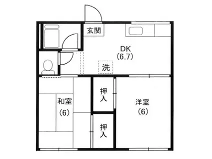 BAIKOUEN JAPAN レジデンス 三田南(2DK/1階)の間取り写真