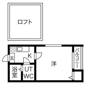 ルーエ 1番館(1K/2階)の間取り写真